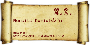 Mersits Koriolán névjegykártya